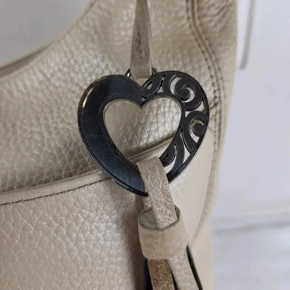 Brighton Barbados Ziptop Hobo Pearl Leather Bag Purse - Picture 10 of 13
